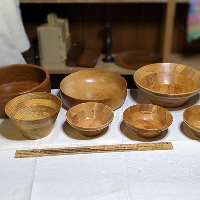Variety Lot of Teak and Walnut Bowls