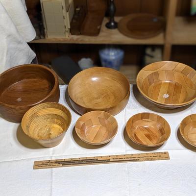 Variety Lot of Teak and Walnut Bowls