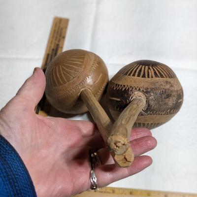 2 Vintage Gourd Maracas