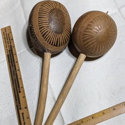 2 Vintage Gourd Maracas