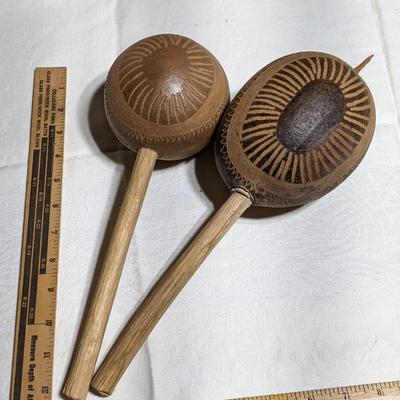 2 Vintage Gourd Maracas