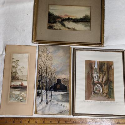 Collection of 5 Vintage Original Art Pieces