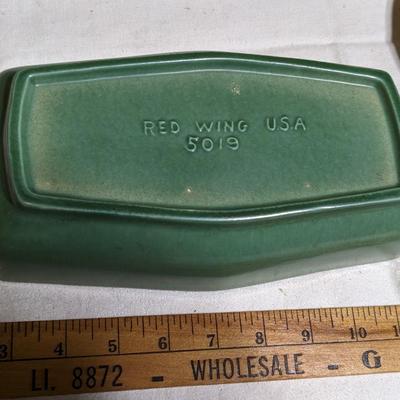 Red Wing USA Planter Green Pottery #5019 Rectangular Mid Century Vase