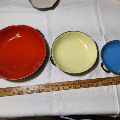 Vintage ENAMELWARE Made In YUGOSLAVIA EMO Celje SautÃ© Pan Skillet 2 Handles