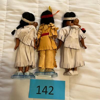 3 Nancy Ann Style Plastic Native American Dolls