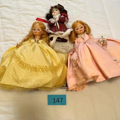 Lot of 3 dolls Fancy Dresses