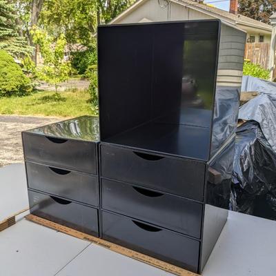Vintage Unused 3 Set Palaset Style Plastic Black Cube Kartell Columbo Organizers