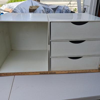 2 Vintage Palaset Style Plastic White Cube Kartell Columbo Organizers