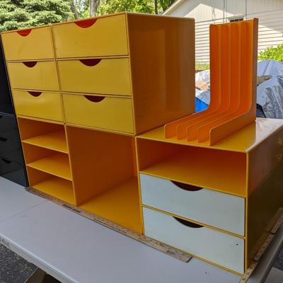 Large Lot of Vintage Palaset Style Plastic Yellow Cube Kartell Columbo Organizers
