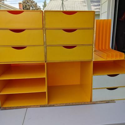 Large Lot of Vintage Palaset Style Plastic Yellow Cube Kartell Columbo Organizers