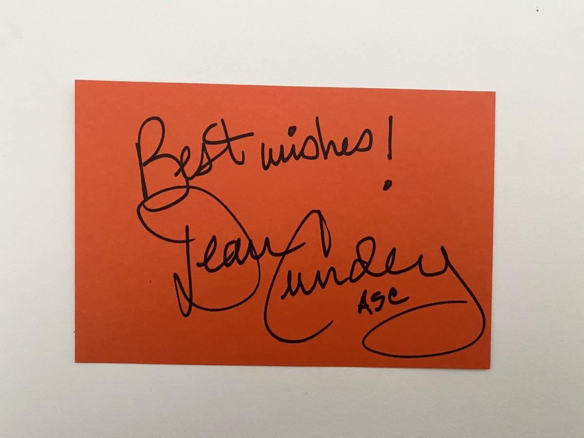 Cinematographer Dean Cundey original signature