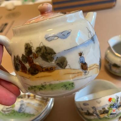 Sea Shore Delft style scene Tea Set