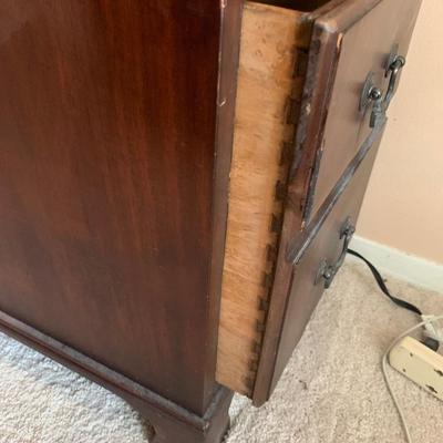 Mahoganey desk -1940s, 8 drawers, 2 pull out writing trays with great detail & hardware pulls, 30.5"H 48"W 25"depth
