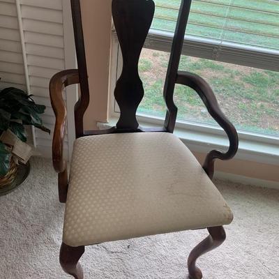 Queen Anne arm chair, cabriole legs, 42"H 23"W 19"seat H
