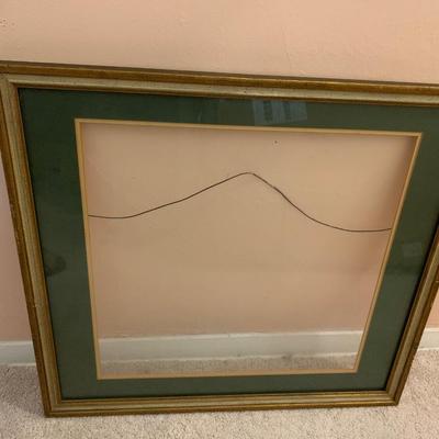 frame with glass, wire hanger, and green mat 23.5"W 22"H