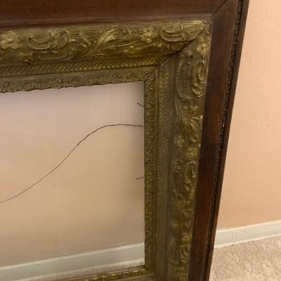 Old wooden frame with glass & wire 30