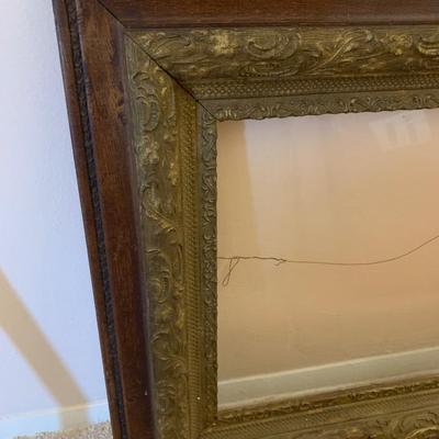 Old wooden frame with glass & wire 30"W 28"H