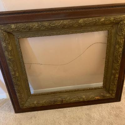 Old wooden frame with glass & wire 30"W 28"H