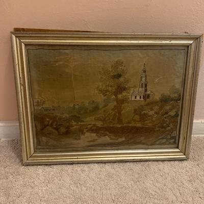 Silk tapestry appears with frame 12"H 16"W