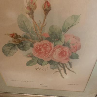 Winsome Flowers framed Lithograph 24