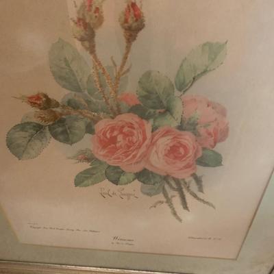Winsome Flowers framed Lithograph 24"H 20"W