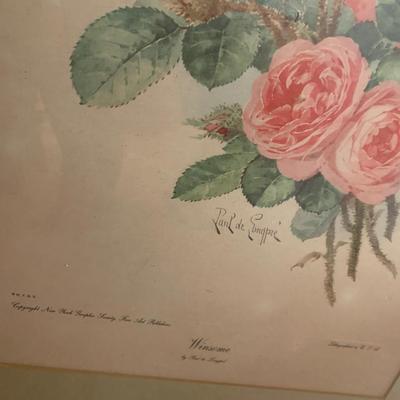 Winsome Flowers framed Lithograph 24"H 20"W