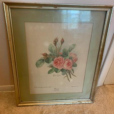 Winsome Flowers framed Lithograph 24"H 20"W