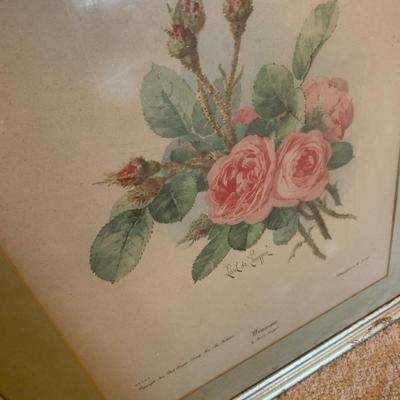 Winsome Flowers framed Lithograph 24"H 20"W