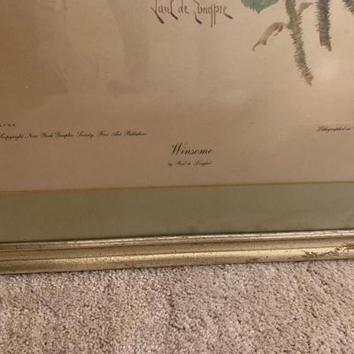 Winsome Flowers framed Lithograph 24"H 20"W