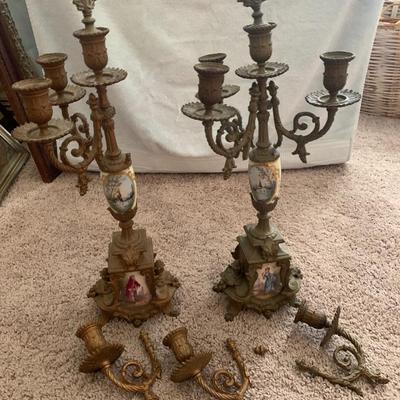 2 French porcelain and metal candelabras 21