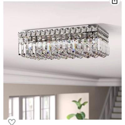 Modern lighting new in box flush mount pendent light, silver and glass, Worldwide Lighting Corp. 16