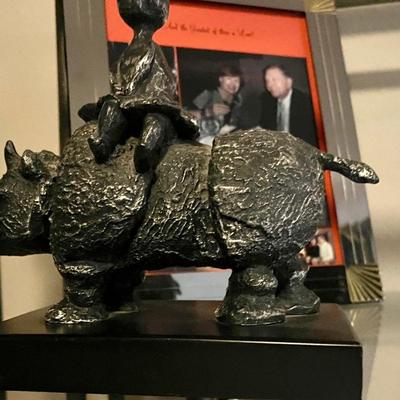 Graciela Rodo Boulanger Bronze Statue Rhino and Child
