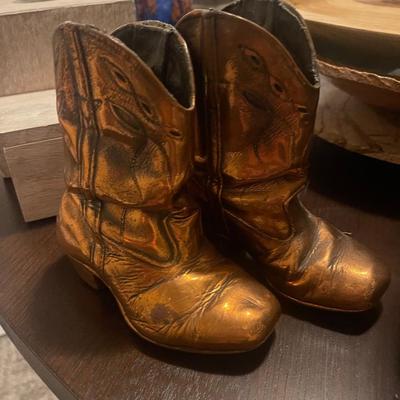 Vintage Brass Baby Cowboy Boots