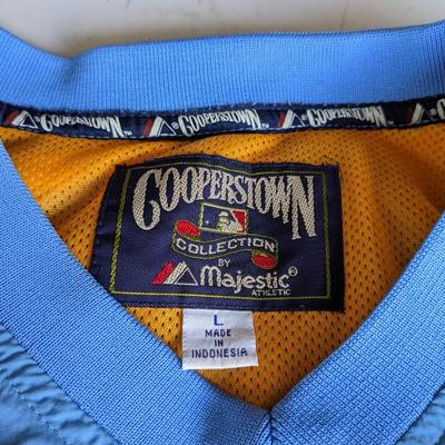 VTG MILWAUKEE BREWERS Cooperstown Warm Up Pullover Jacket L Side Zip Nylon