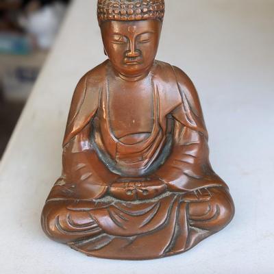 Bronze Tone Meditating Buddha Book End