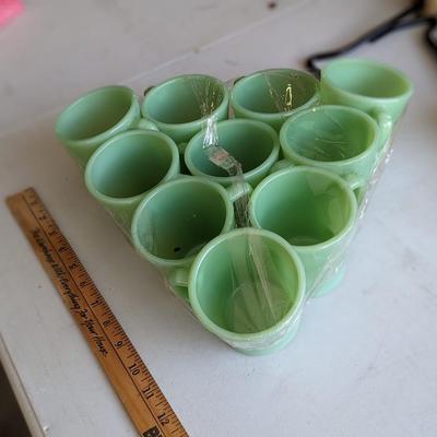 Vintage New FIRE KING JADITE 10 Coffee Mug Cups "D" Handle