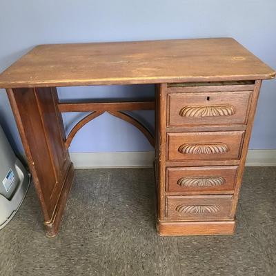 Small Oak Desk with Paneled Sides - 37 x 18 inches and 27 tall