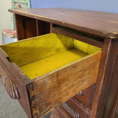 Small Oak Desk with Paneled Sides - 37 x 18 inches and 27 tall