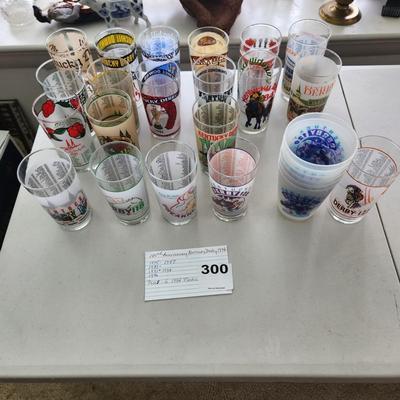 20 Kentucky Derby Glasses 1974-1996 + 6 1994 KD Plastic cups