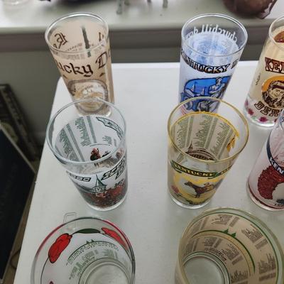 16 different Kentucky Derby Glasses 1974-1992 SEE PHOTO of List