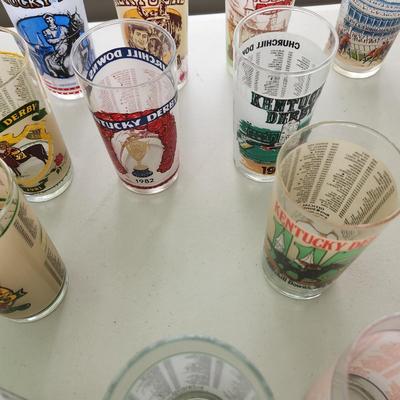 16 different Kentucky Derby Glasses 1974-1992 SEE PHOTO of List