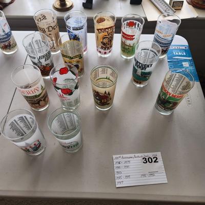 14 Different  Kentucky Derby Glasses 1974-1992 SEE PIC OF LIST FOR YEARS