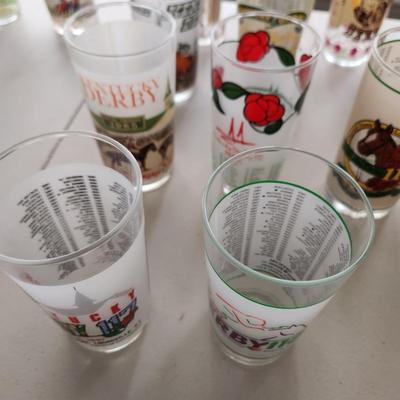 14 Different  Kentucky Derby Glasses 1974-1992 SEE PIC OF LIST FOR YEARS