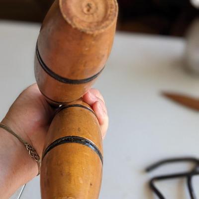 Vintage Cobbler Shoe Spreader, Wooden Juggling Pins