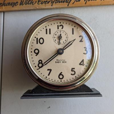 Antique Black 1935 Westclox Baby Ben Style 4 Alarm Clock-Working