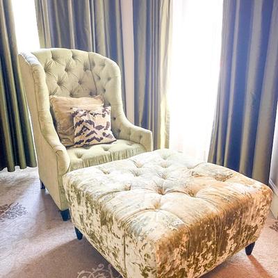 Decorative Green chair and ottoman
