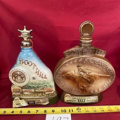 Boot Hill and Pony Express Decanters