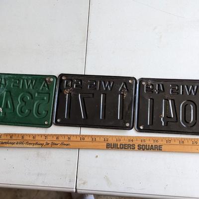 3 Vintage Wisconsin License Plates, 1948-50