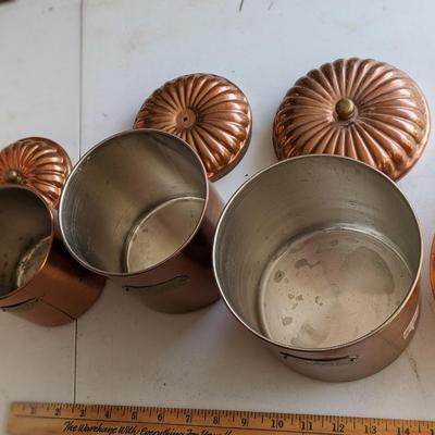 Vintage Coppercraft Guild Canister Set, Bowl, Roll of Copper Foil