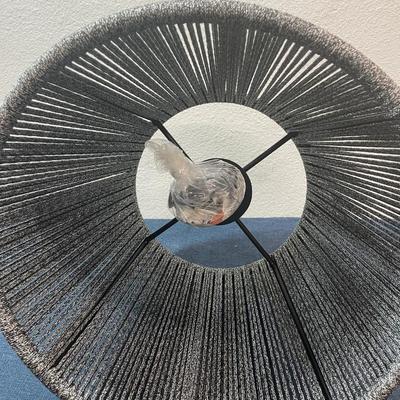LOT 695: OUTDOOR LIGHT FIXTURE CORDED SHADE. 20" WIDE X 14" TALL